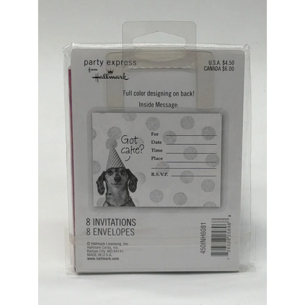 Hallmark Party Express Dog Birthday Invitations 8 Count Envelopes NWT